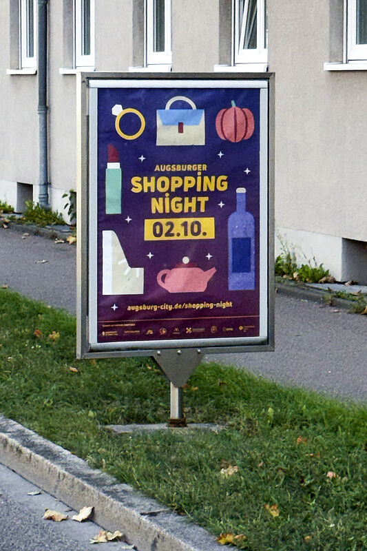 EWT-Ständer Augsburg: Plakat zur Augsburger Shopping Night