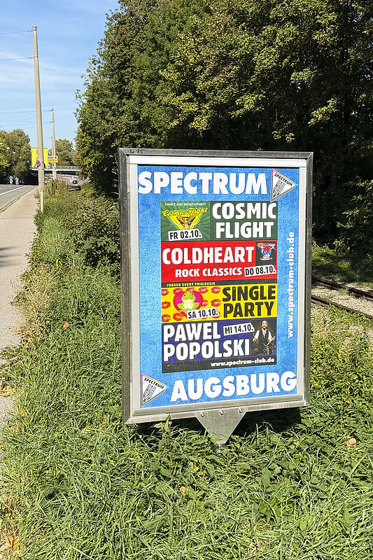 EWT-Ständer Augsburg: Plakat des Spectrum-Clubs Augsburg