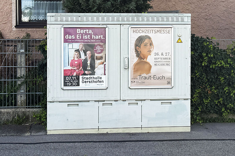 Moskito-Plakate für Veranstaltungen der Stadthalle Gersthofen